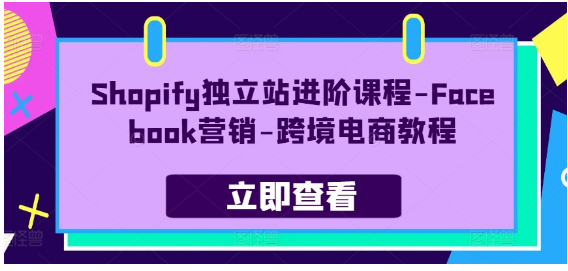 Shopify独立站进阶课程-Facebook营销-跨境电商教程-好课程网