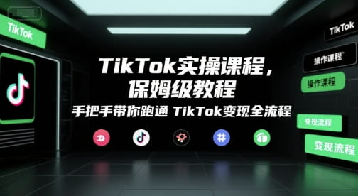 TikTok实操课程，保姆级教程，手把手带你跑通TikTok变现全流程-好课程网