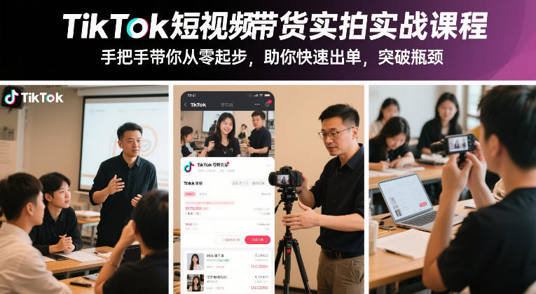 TikTok短视频带货实拍实战课程，手把手带你从零起步，助你快速出单，突破瓶颈-好课程网
